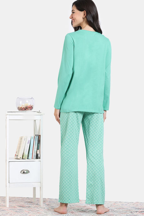 Zivame Maternity Desi Drama Knit Cotton Pyjama Set - Florida Keys — image 3
